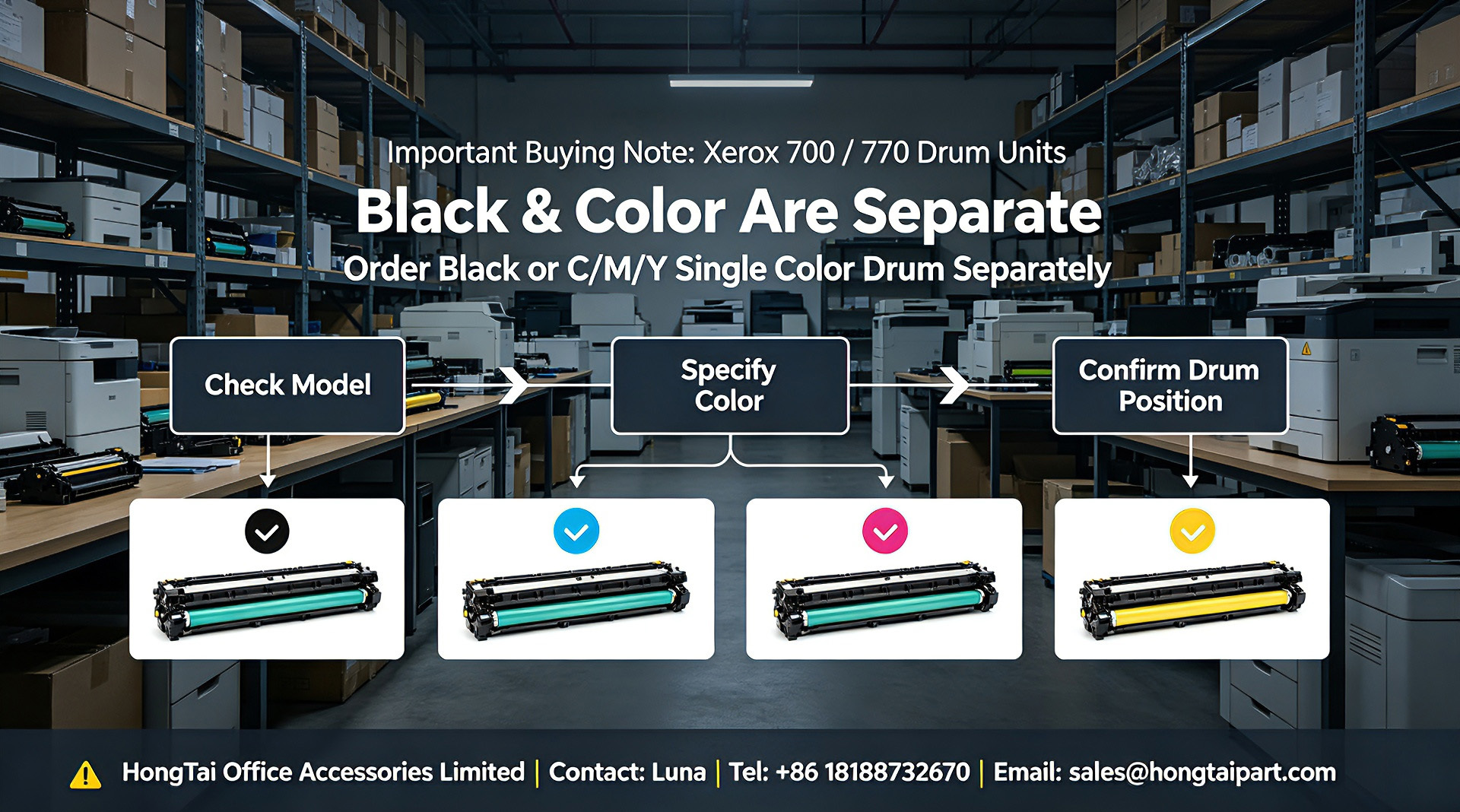 Blog perusahaan terbaru tentang Kartrid Drum Xerox 700 770 | Drum Hitam & Warna Adalah Unit Individu Terpisah