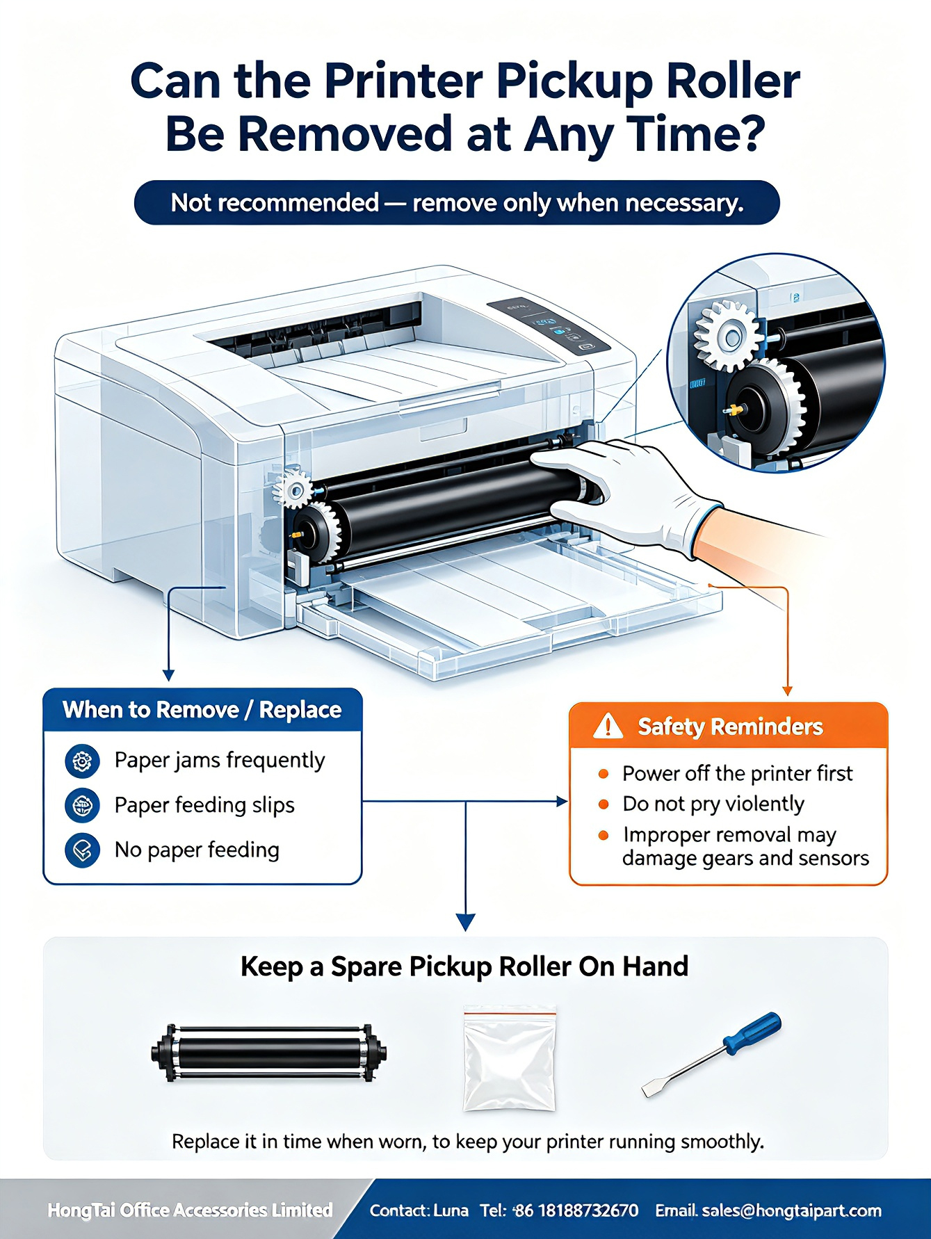 Blog perusahaan terbaru tentang Can Printer Pickup Roller Be Removed At Any Time? Maintenance Guide